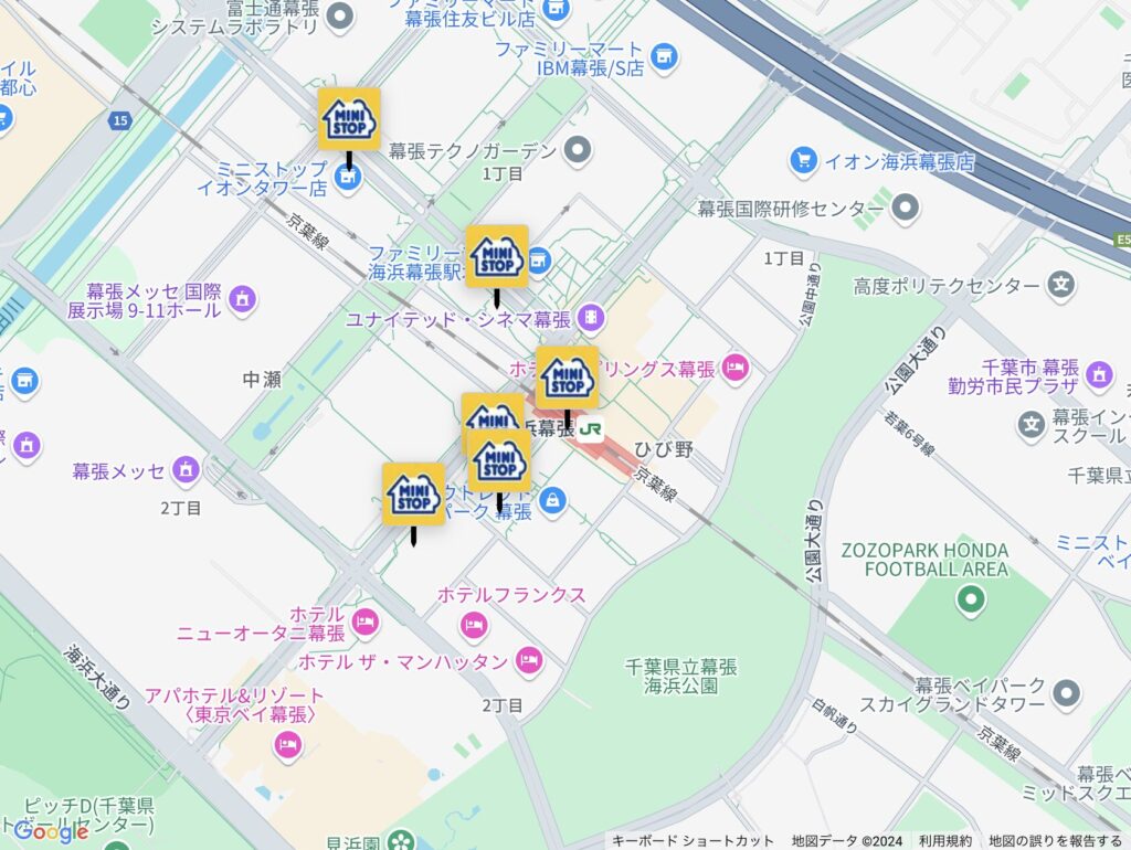 ミニストップの店舗所在
